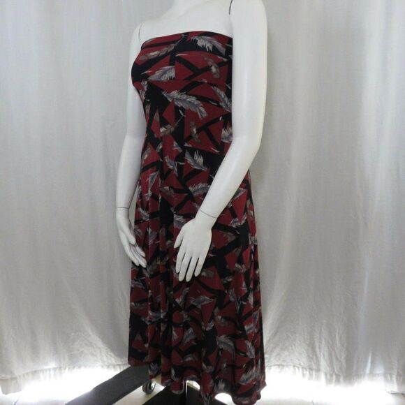 New LuLaRoe Burgundy Black Gray Feather Print 2XS XXS Maxi Skirt Long Made USA - Picture 10 of 11